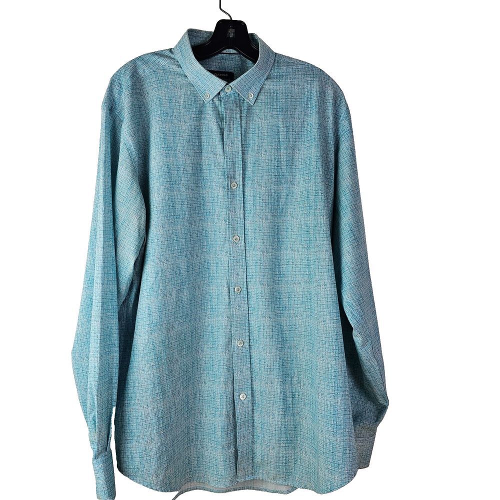 Bugatchi Belfair Mens Large Blue‎ Geometric Classic Fit Button Down Shirt
